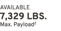 AVAILABLE 7,329 LBS. Max. Payload2