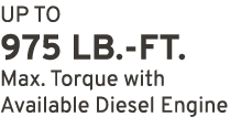 UP TO 975 LB. FT. Max. Torque with Available Diesel Engine