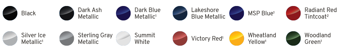 ￼,Black,￼,Dark Ash Metallic,￼,Dark Blue Metallic1,￼,Lakeshore Blue Metallic,￼,MSP Blue1,￼,Radiant Red Tintcoat2,￼,Sil...