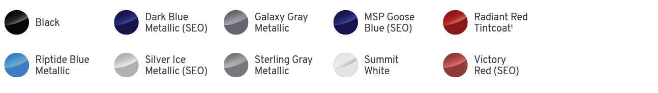 ￼,Black,￼,Dark Blue Metallic (SEO),￼,Galaxy Gray Metallic,￼,MSP Goose Blue (SEO),￼,Radiant Red Tintcoat1,,,￼,Riptide ...
