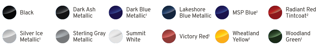 ￼,Black,￼,Dark Ash Metallic,￼,Dark Blue Metallic1,￼,Lakeshore Blue Metallic,￼,MSP Blue1,￼,Radiant Red Tintcoat2,￼,Sil...