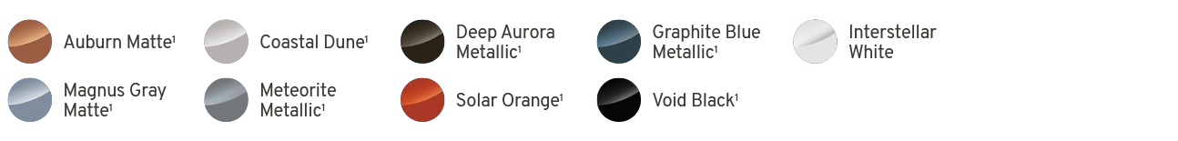 ￼,Auburn Matte1,￼,Coastal Dune1,￼,Deep Aurora Metallic1,￼,Graphite Blue Metallic1,￼,Interstellar White,,,￼,Magnus Gra...