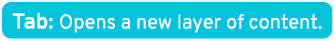 Tab: Opens a new layer of content.