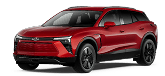 A sleek red electric SUV with black accents and modern angular headlights is shown on a white background. Description generated by AI