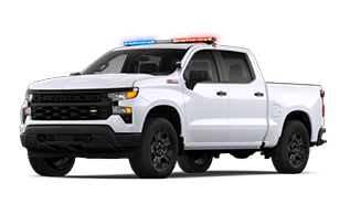 A white truck with a blue and red roof. Description generated by AI