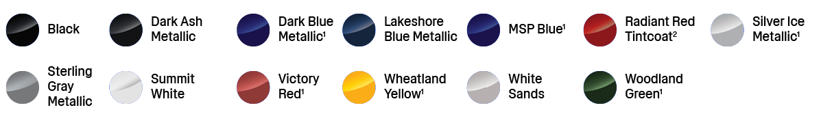￼,Black,￼,Dark Ash Metallic,￼,Dark Blue Metallic1,￼,Lakeshore Blue Metallic,￼,MSP Blue1,￼,Radiant Red Tintcoat2,￼,Sil...